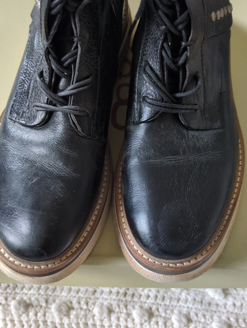Black Leather Lace-Up Boots - AS98 - Picture 7 of 10